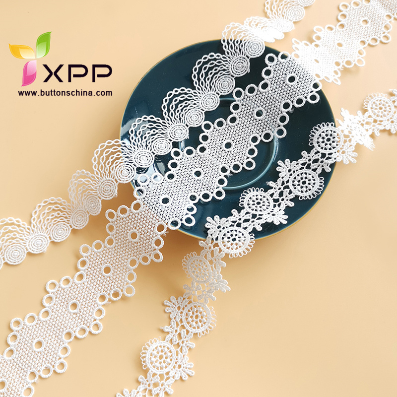 100% COTTON THREAD WATER CHINA LACE WITH 5CM OFFICE WHITE Black cotton water flower lace handmade cotton thread lace