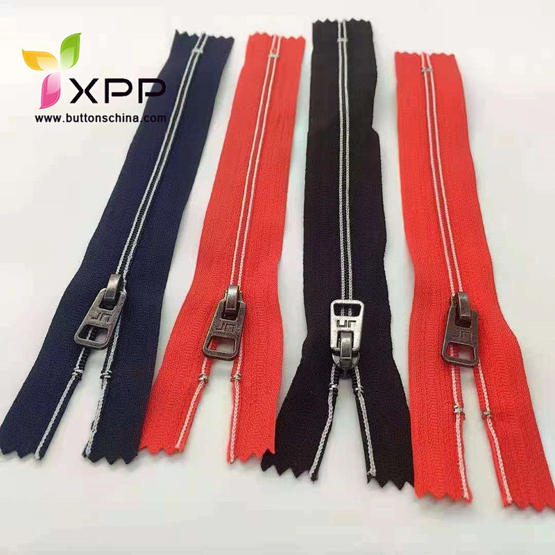 #5nylon zipper close end with color sewing stitchs