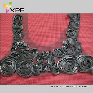 BLACK WEB AND FLOWER CHIFFON TAPE COLLAR LACE lace collar lace stain lace neck lace