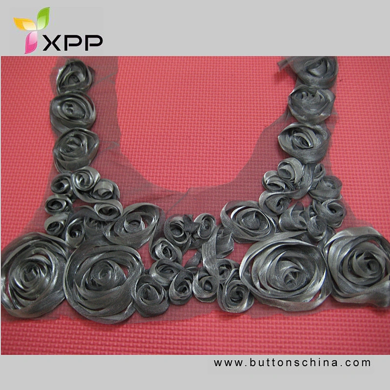 BLACK WEB AND FLOWER CHIFFON TAPE COLLAR LACE lace collar lace stain lace neck lace