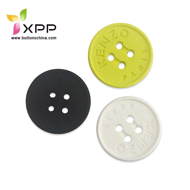 4H chalk with laser logo button white resin shirt button