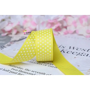 Round dot print Grossgain polyester tape with many color double satin ribbon polyester double faced polyester ribbon single face satin ribbon