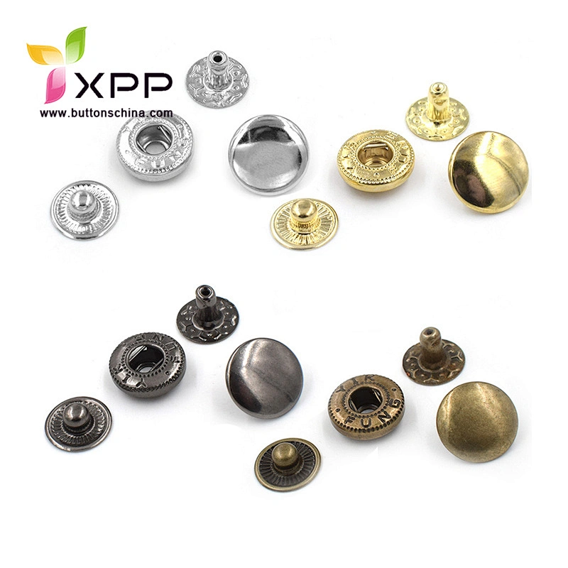 spring type snap button metal spring snap button metal snap button 4 parts snap button