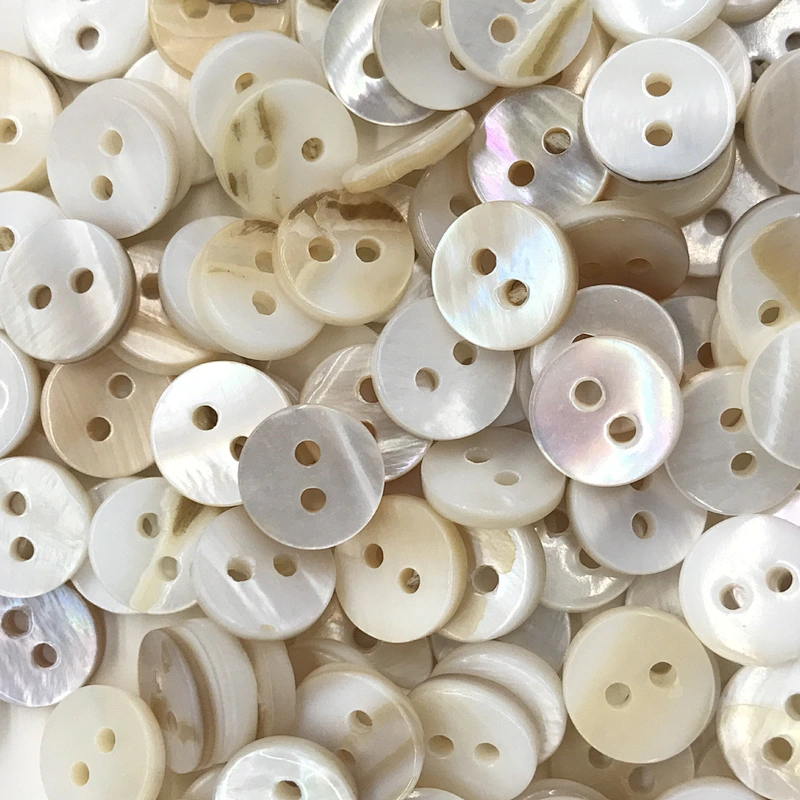 natural white river shell button
