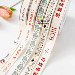 Many color logo Print and white 100% cotton tape cotton dot  tape print  dot cotton belt white dot print fabric tape