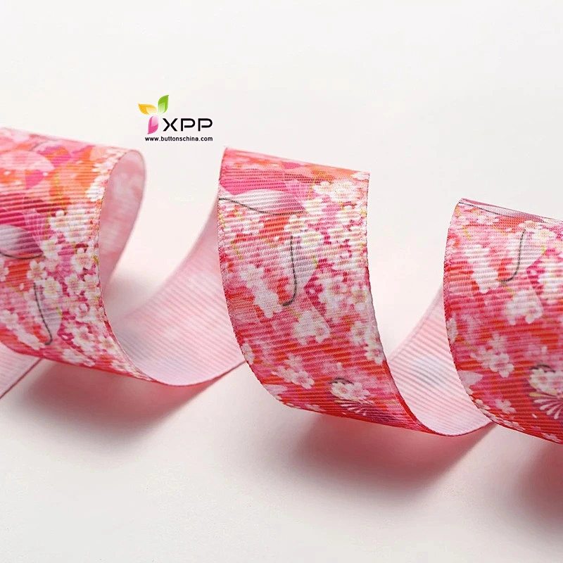 Grossgain polyester tape Print flower with many color double satin ribbon polyester double faced polyester ribbon double color satin ribbon single face satin ribbon