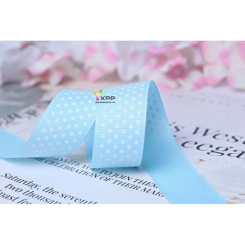 Round dot print Grossgain polyester tape with many color double satin ribbon polyester double faced polyester ribbon single face satin ribbon