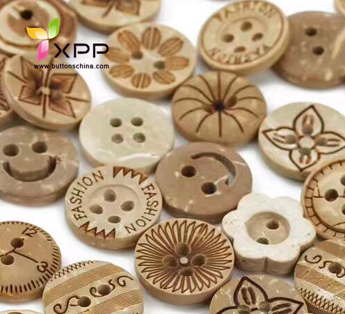 natural coconut shell button with laser logo