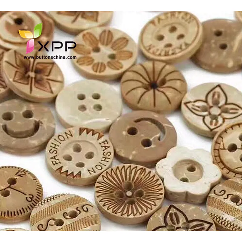 natural coconut shell button with laser logo