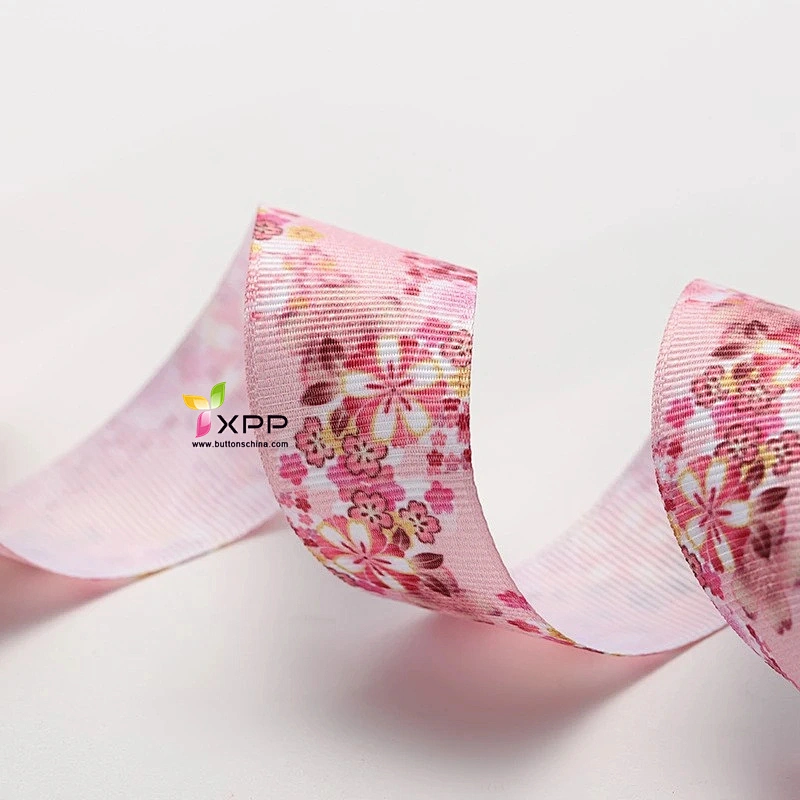 Grossgain polyester tape Print flower with many color double satin ribbon polyester double faced polyester ribbon double color satin ribbon single face satin ribbon