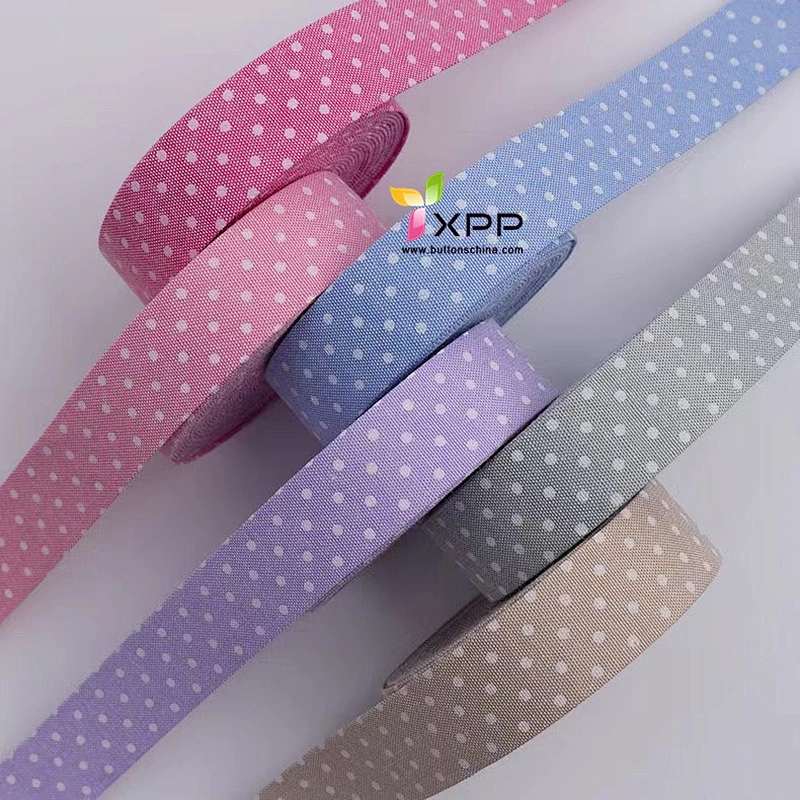 White Dot print and many color bottom 100% cotton tape cotton dot print tape print dot cotton belts white dot print fabric tape