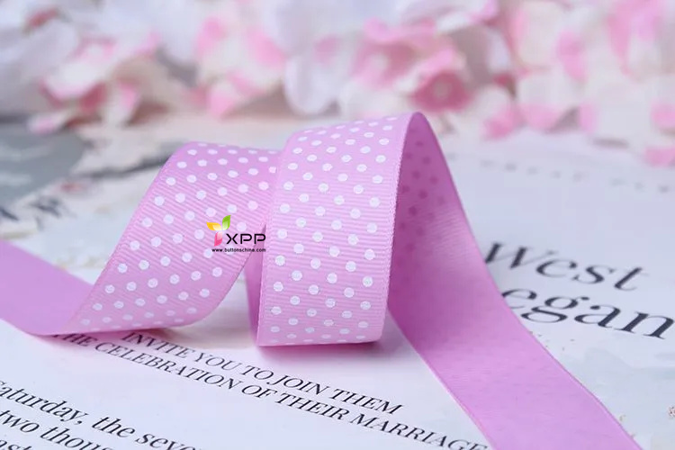 Round dot print Grossgain polyester tape with many color double satin ribbon polyester double faced polyester ribbon single face satin ribbon