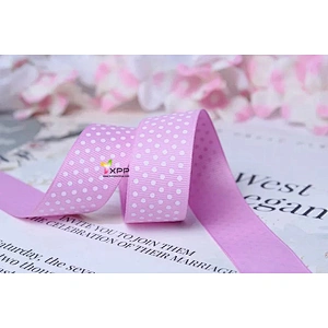 Round dot print Grossgain polyester tape with many color double satin ribbon polyester double faced polyester ribbon single face satin ribbon