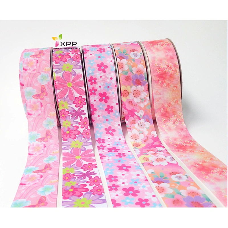 Grossgain polyester tape Print flower with many color double satin ribbon polyester double faced polyester ribbon double color satin ribbon single face satin ribbon