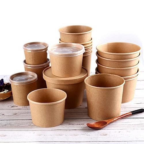 Kraft Paper Bowl Packaging Cup Take Away Noodle Porridge Sauce Food Paper Bowl  PE coated kraft paper jumbo roll