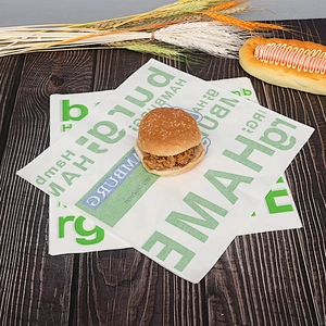 Wholesale Customized Printed Logo and Size Food Safe Grade burger paper Greaseproof Deli Meat Wrapping Wax Coated Paper