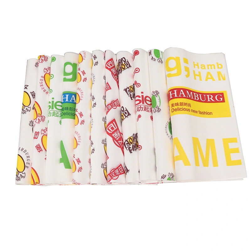 Printed logo reusable food sandwich wrapper burger packaging wax paper custom shawarma wrapping paper
