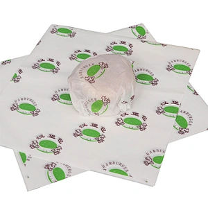 Printed logo reusable food sandwich wrapper burger packaging wax paper custom shawarma wrapping paper