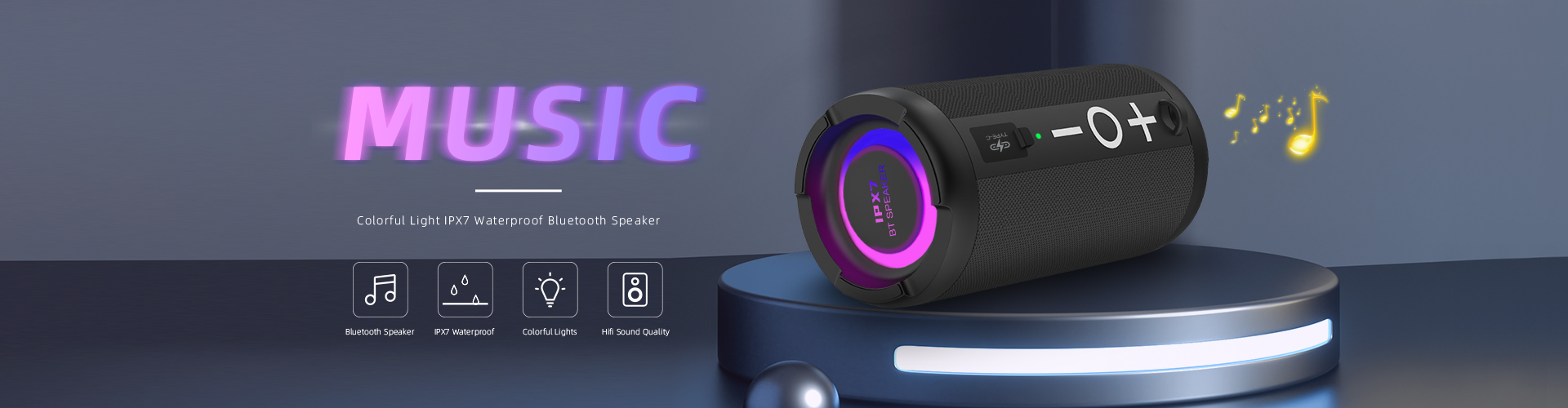 Colorful light IPX7 Waterproof Bluetooth Speaker