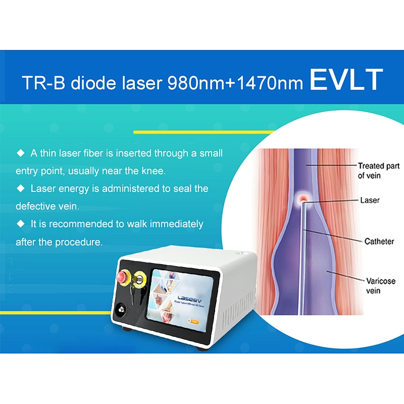 High Power Diode Laser 980nm 1470nm Surgical Varicose Veins EVLT Minimally Invasive Laser Device