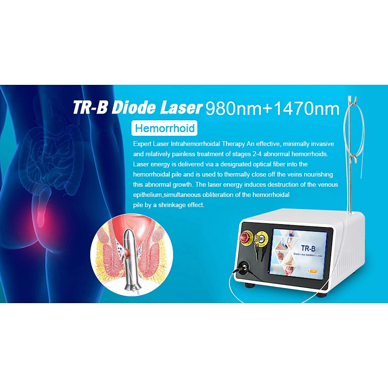 Medical Class IV Dual Wavelength 980nm 1470nm Diode Laser Hemorrhoid Treatment Surgical Device