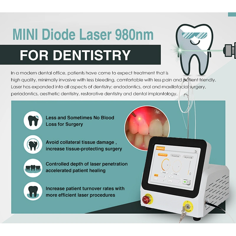 Triangel CE Dental Laser Root Canal Treatment 980nm 810nm Surgery Diode Laser Dental Teeth Equipments
