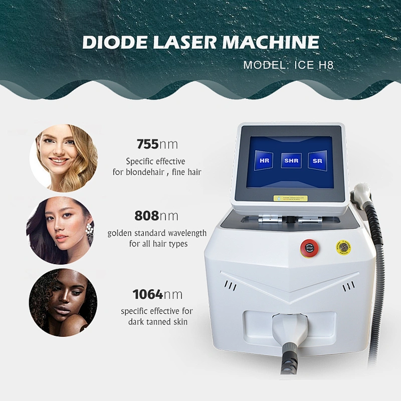H8 ICE 1600W 808nm Laser Diode Hair Removal Laser Depilation 940nm 755nm 808nm 1064nm Machine