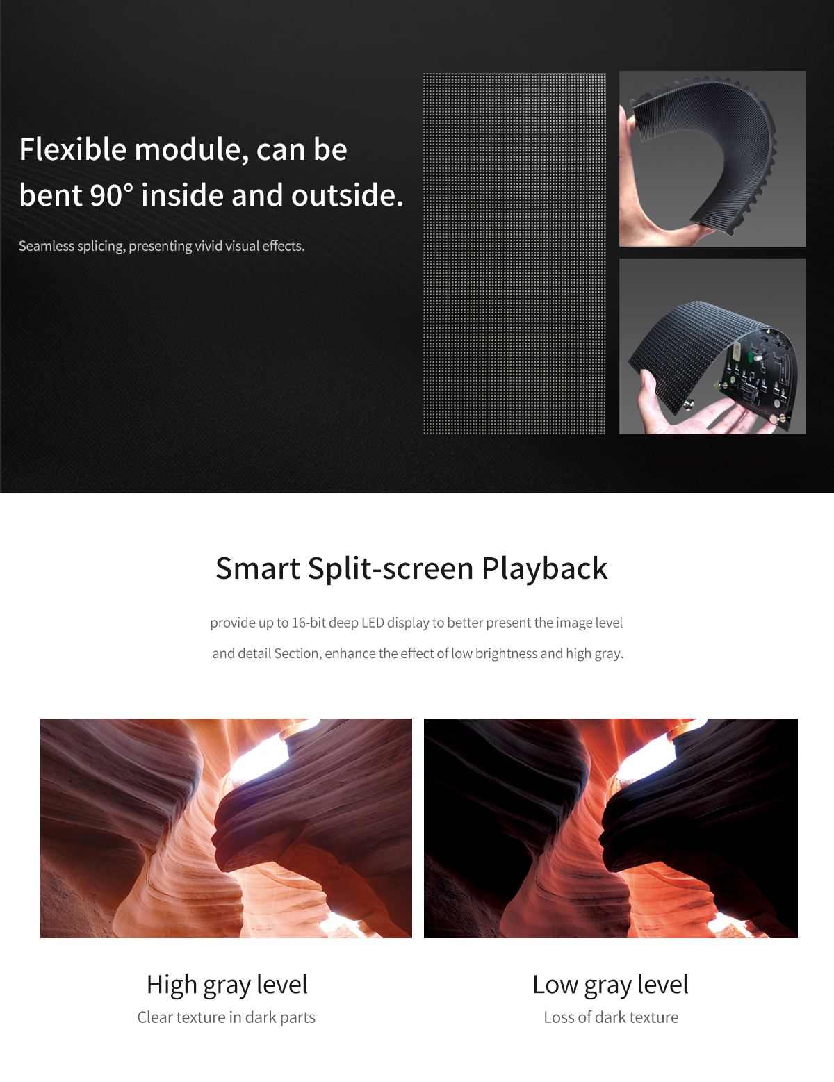 HD resolution flexible LED video panels