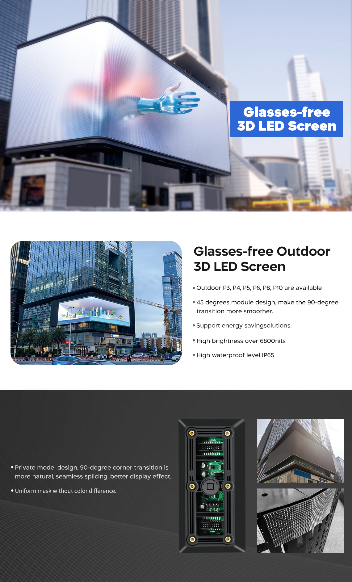 3D LED screen P8