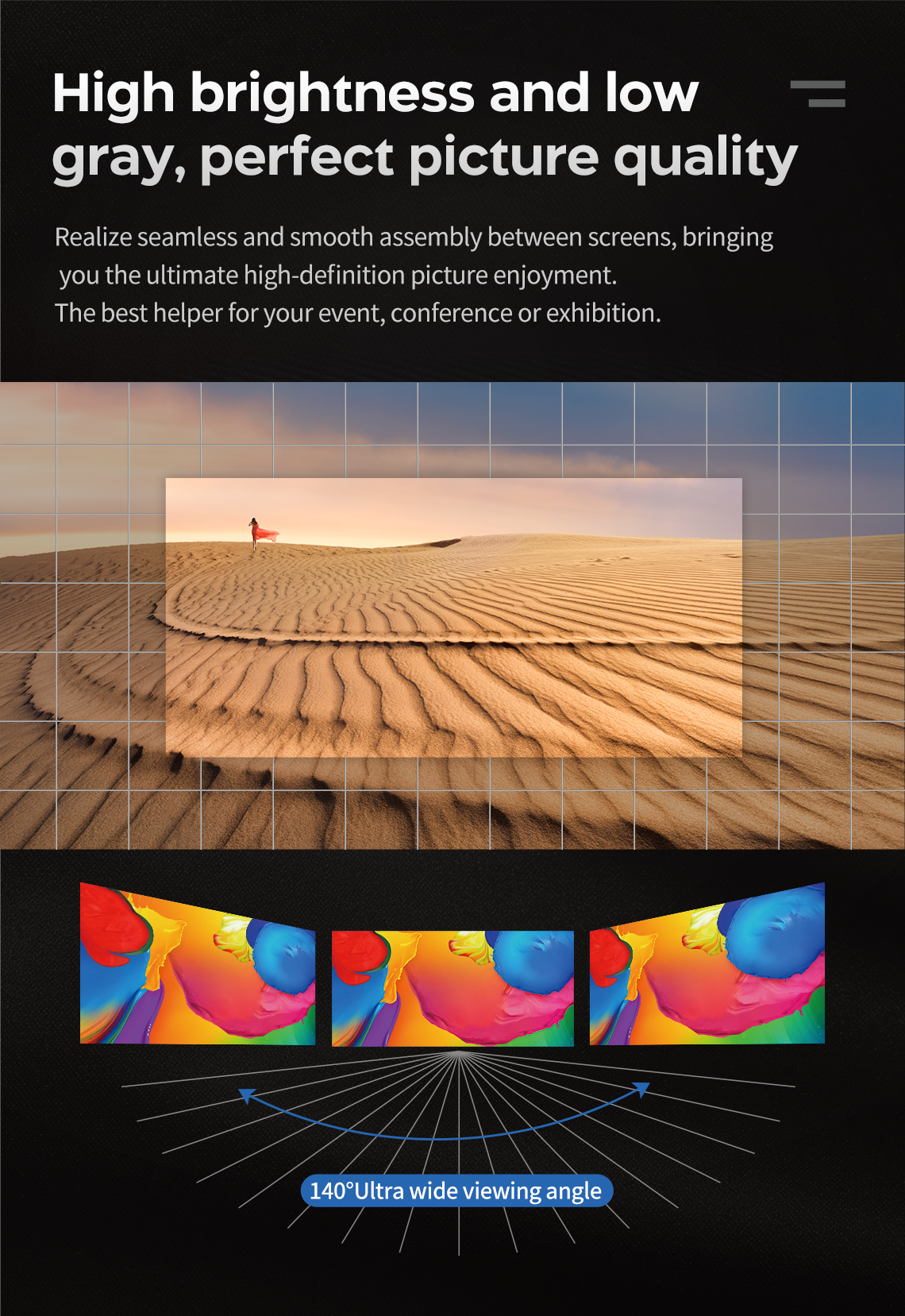 High brightness LED video wall indoor