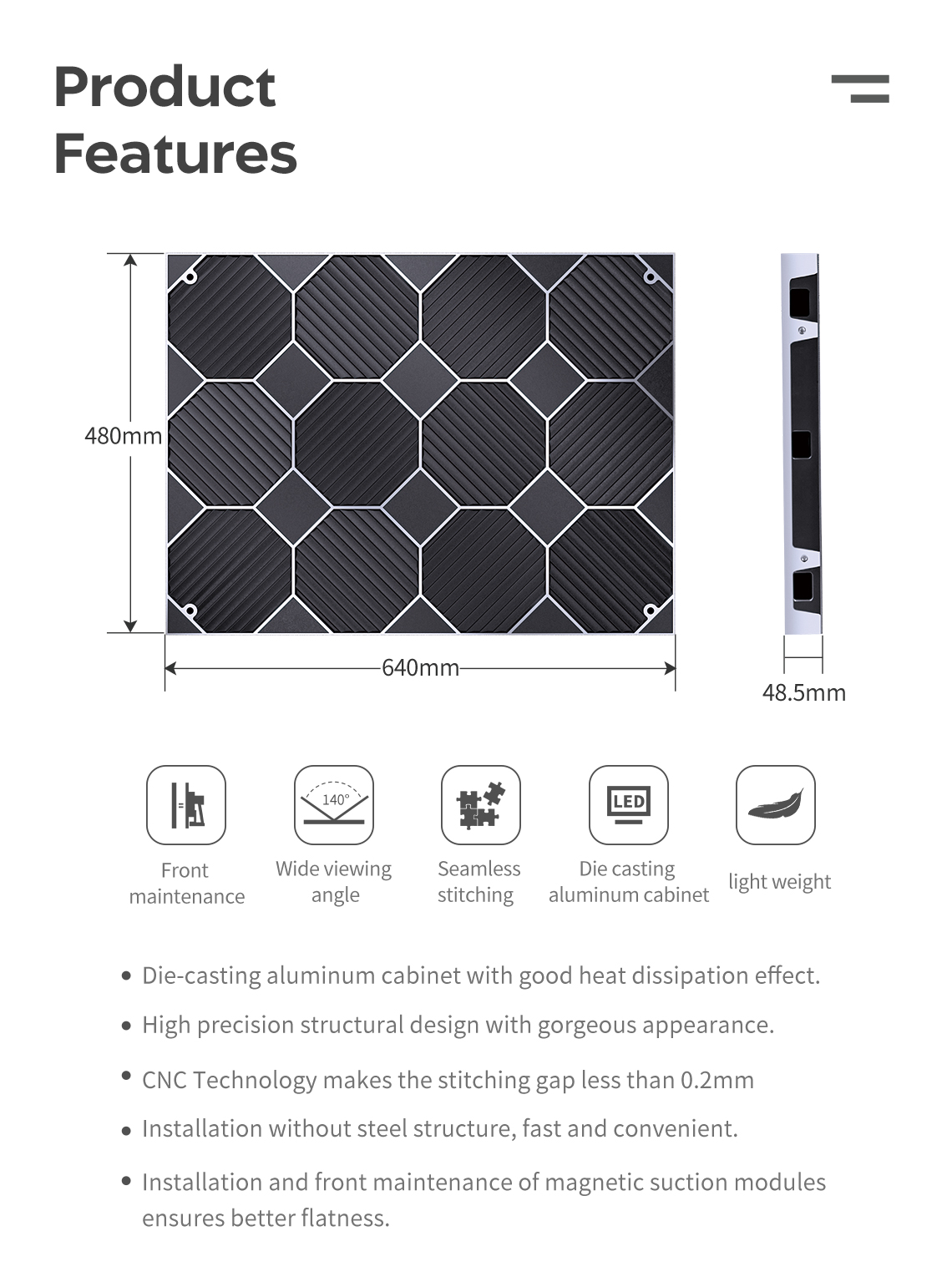 P1.25 indoor LED video panel