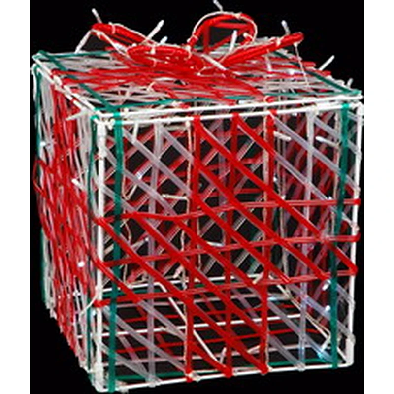 3D festival Christmas decorations custom color hollowing out ornament scurpture  gift box LED motif light