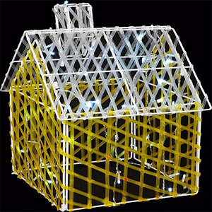3D festival Christmas decorations custom color hollowing out ornament scurpture small house  LED motif light
