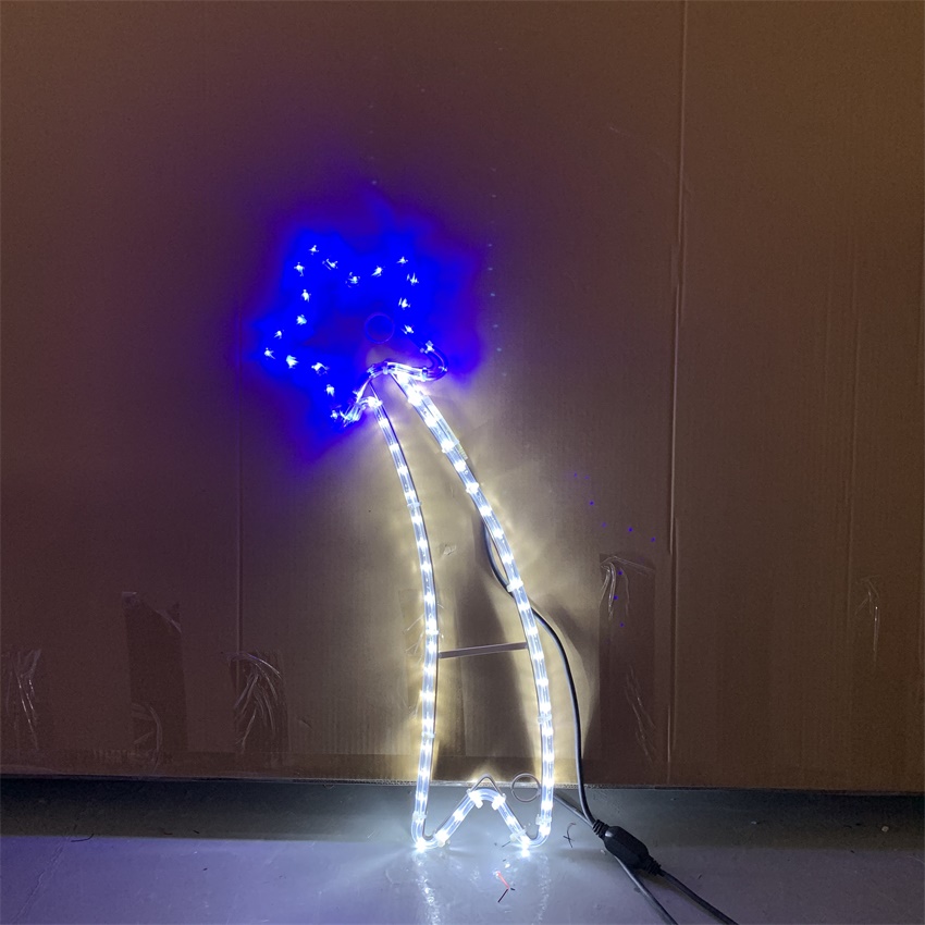 220V outside star decorate motif light 2d star blue color LED rope light decoration light