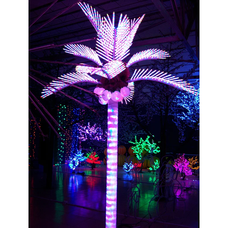 Hot sale 220V 110V 24V artificial led lighted coconut palm tree light for park or hotel outdoor decorations