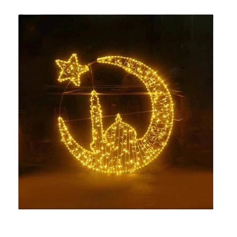 2D cross street eid crescent Ramadan  The  Moon and candles Outdoor waterproof landscape decoration  led motif light