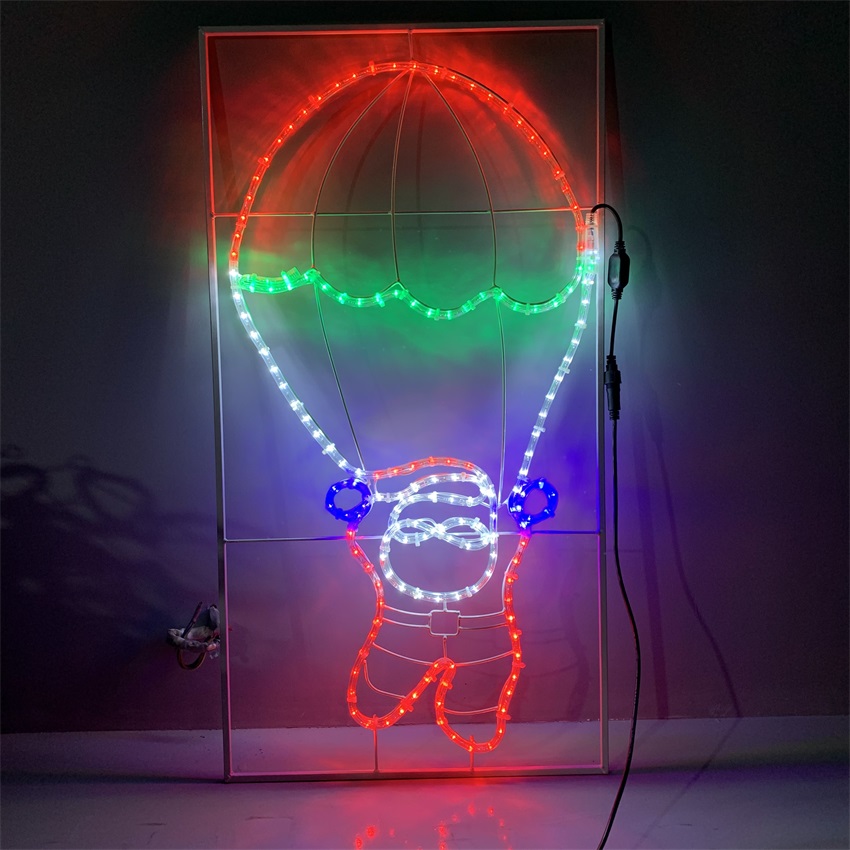 2D motif light Santa Claus in a hot air balloon for Christmas decoration light