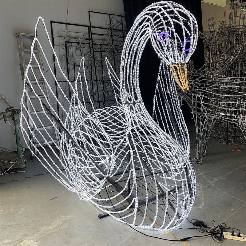 3D swan motif light 2 meter height LED Christmas motif light