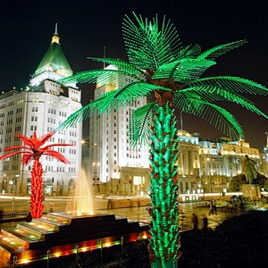 Hot sale 220V 110V 24V artificial led lighted coconut palm tree light for park or hotel outdoor decorations