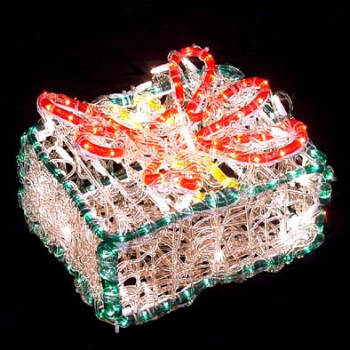 3D festival Christmas decorations custom color hollowing out ornament scurpture  gift box LED motif light