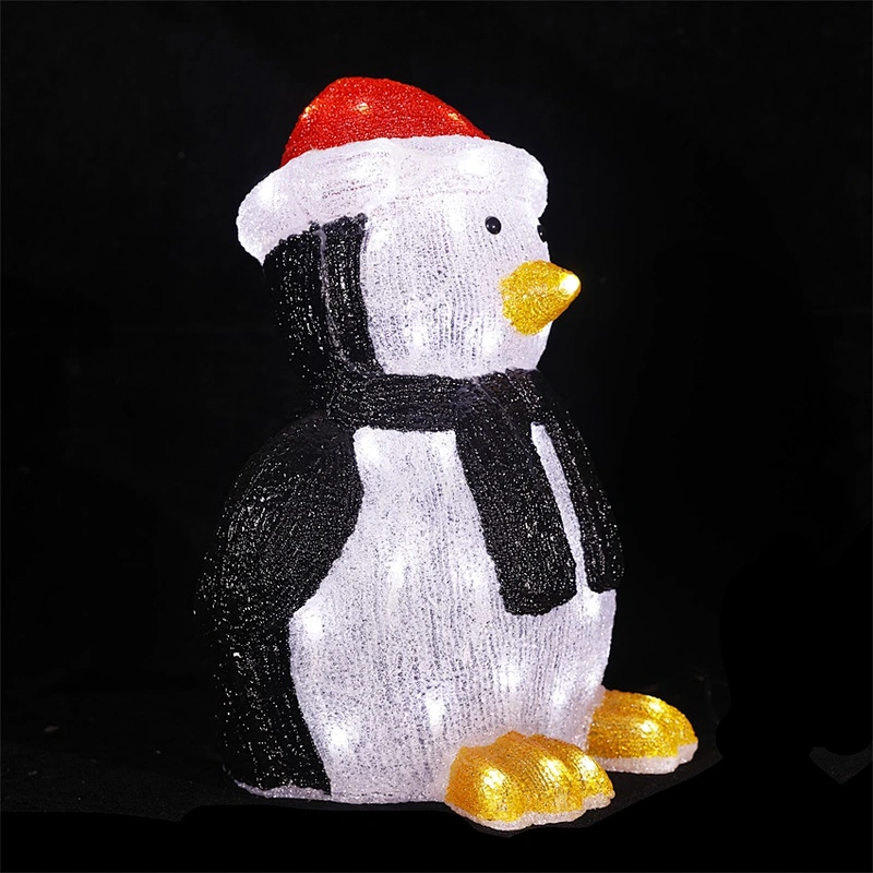 Outdoor small cute acrylic animal figure sculptures penguin motif lights for christmas decoration