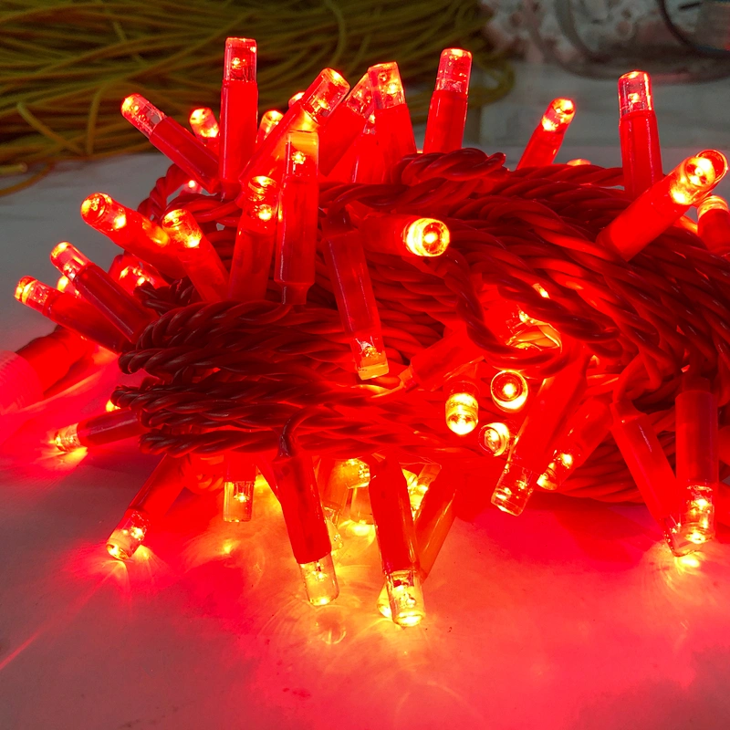 Red Led String Lights IP65  Christmas Decoration Led String Fairy Lights 10 m-100 led  rubber Cable wire