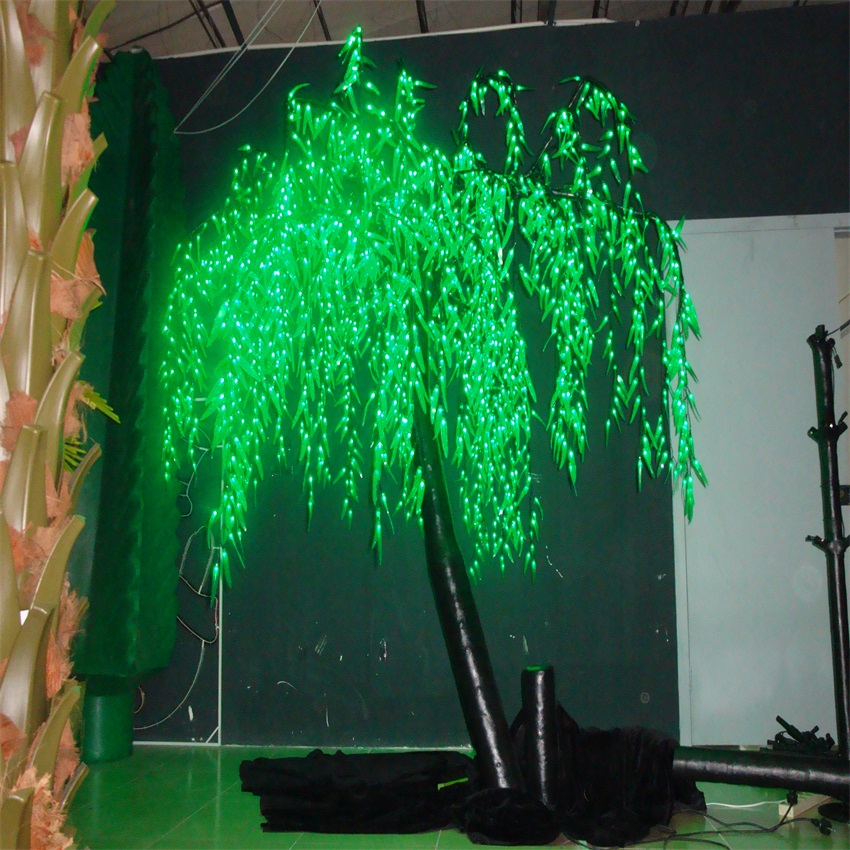 Promotional green outdoor artificial led willow tree/weeping led willow tree lighting