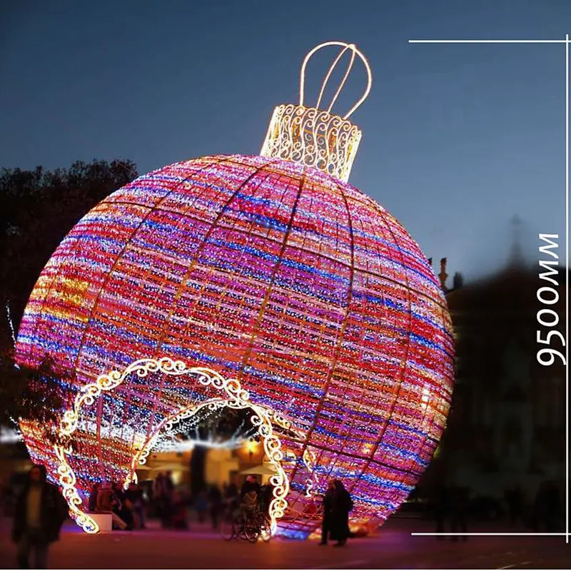 Outdoor christmas festival pole decoration santa star gift box rope 2d 3d street led motif light