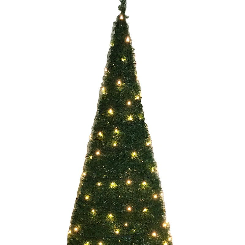 6.5 ft height artificial pine dark green PVC garland Christmas tree with LED light for decoration
