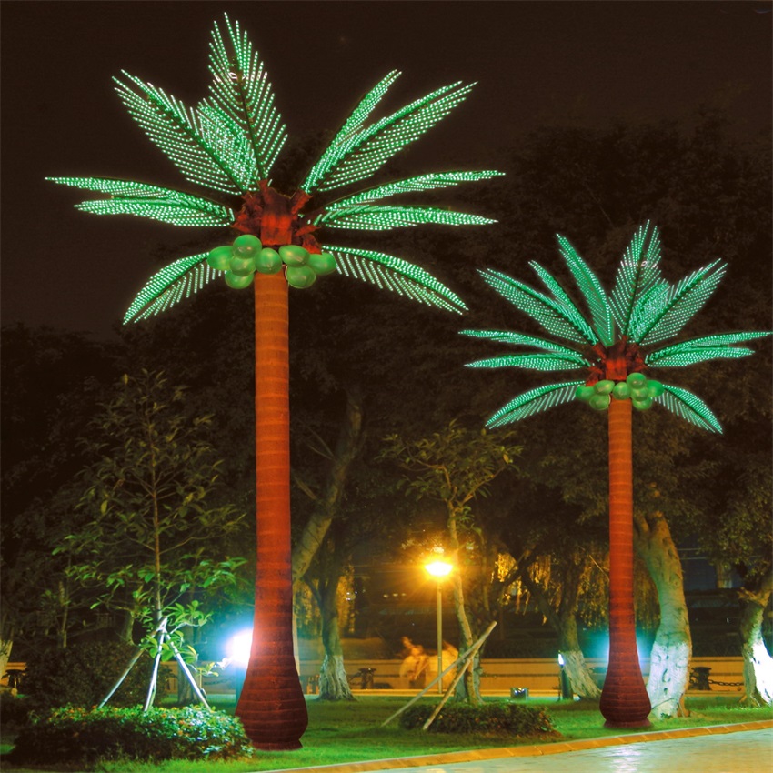 Customized hot sale plasti artificial tree lighted Christmas coconut palm tree light