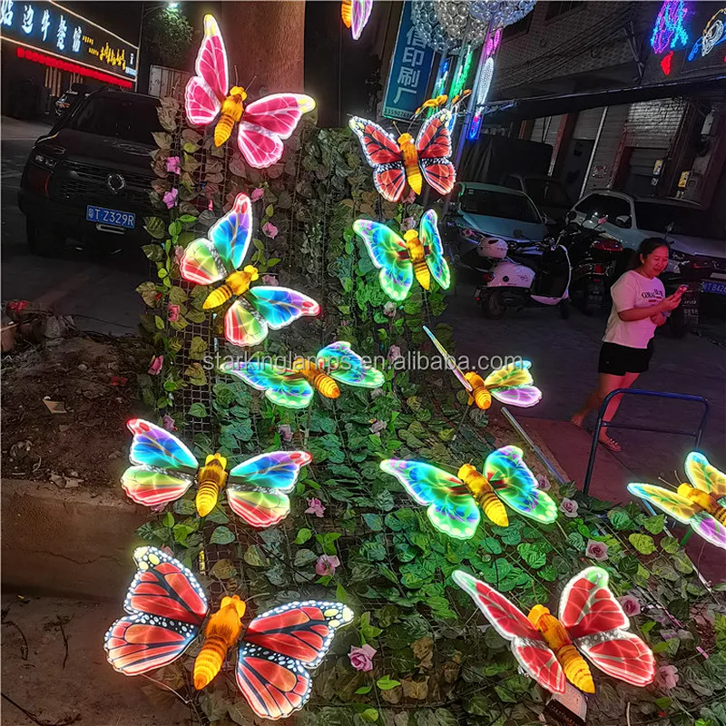 Outdoor waterproof Simulation luminous Little bee   ground Park Landscape Courtyard ornament Decoration wholesale Led  Light