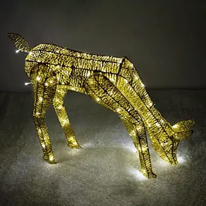 Christmas decoration Light up cotton thread gold doe reindeer  24v safetydismountable DIY in your home for your garden and party