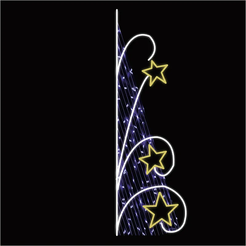 Hot sale Custom commercial 2d outdoor LED string pole star rope christmas decoration motifs cross street Light
