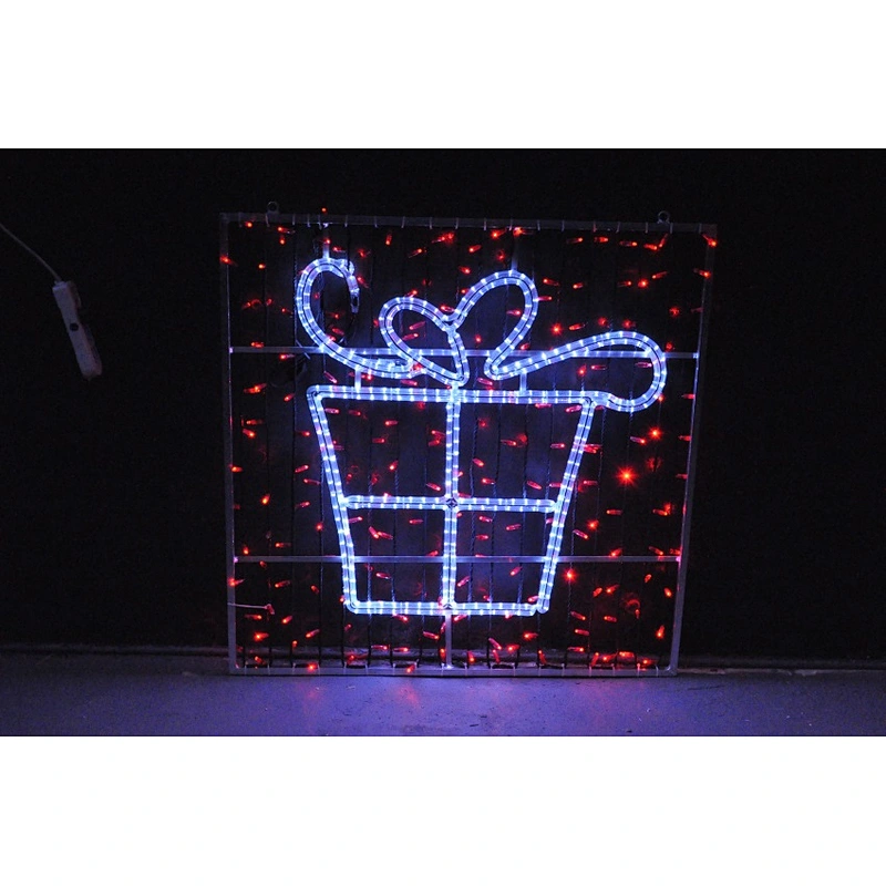 Outdoor christmas festival pole decoration santa star gift box rope 2d 3d street led motif light